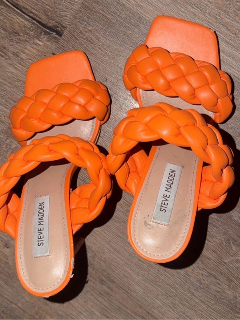 Steve Madden Braided Orange Slide Sandals